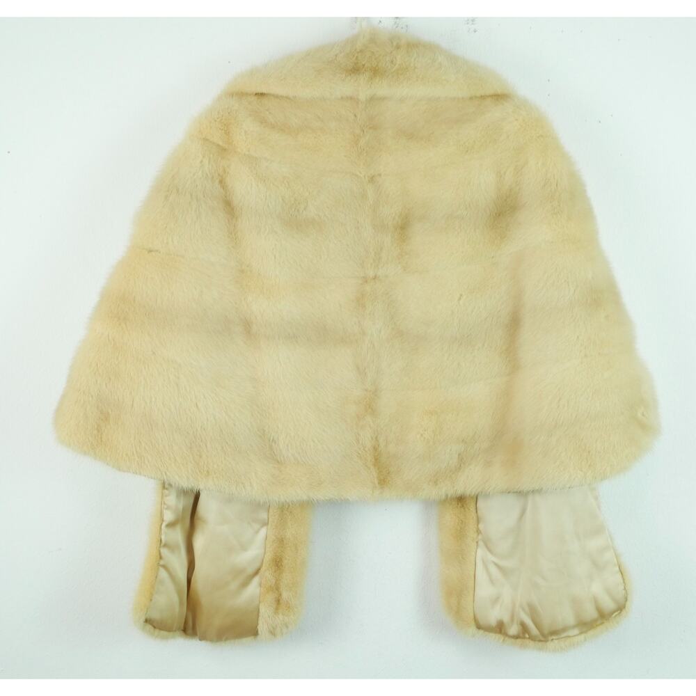 Vintage Blonde Mink Stole‎ Fur Wrap Hollywood Glam Long 28"x28" Evening Shawl - Picture 10 of 11